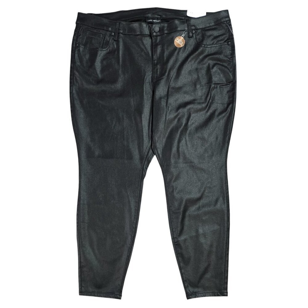 Lane Bryant NWT Signature Fit Black Coated Sheen Skinny Mid Rise Jeans